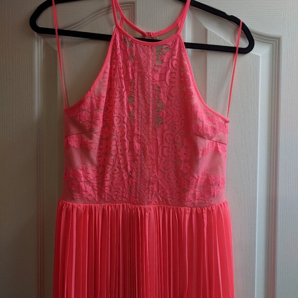Neon pink maxi dress